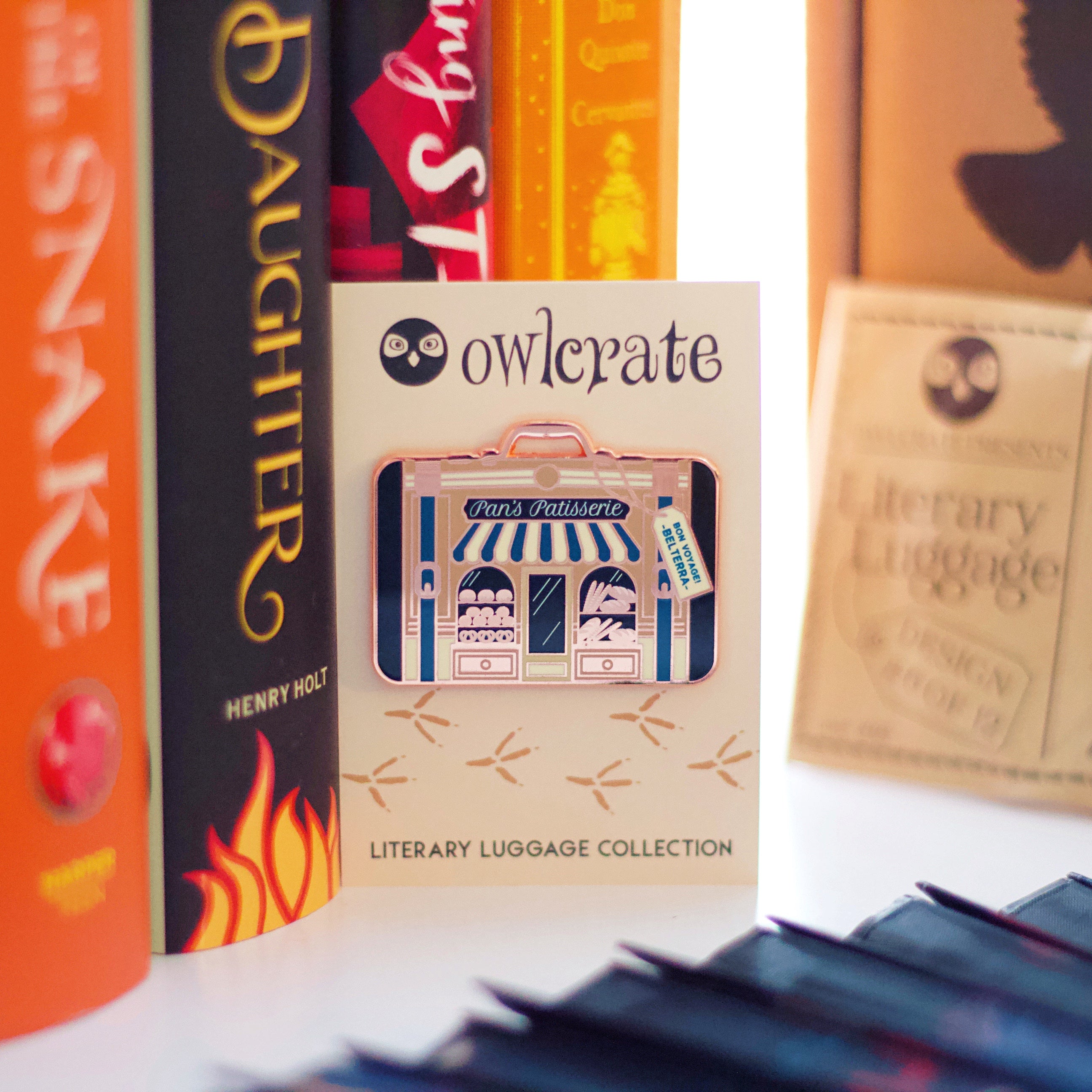 Owlcrate Literary high quality Luggage Pin and Banner Lot