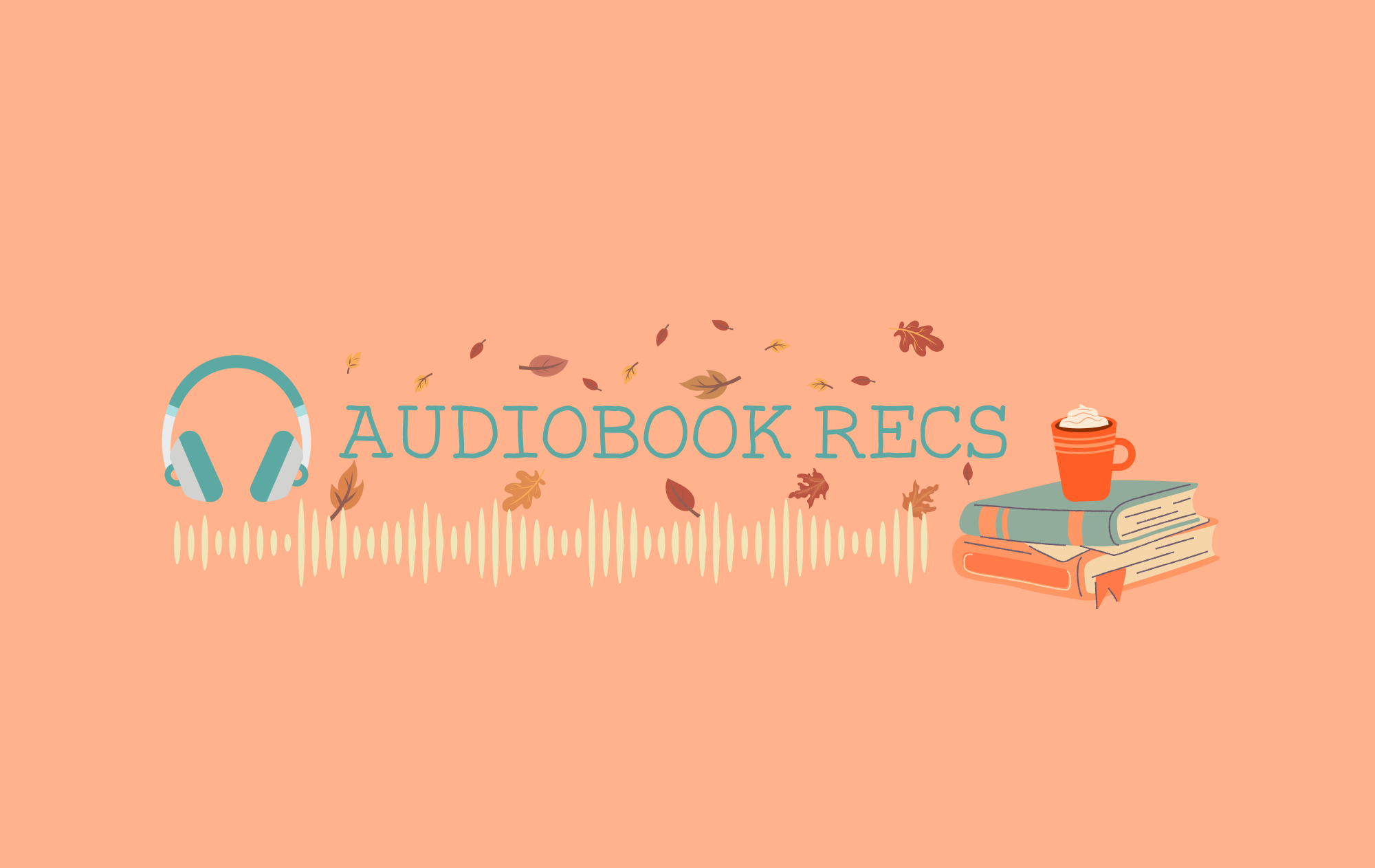 Graphic with audiobook and fall theme