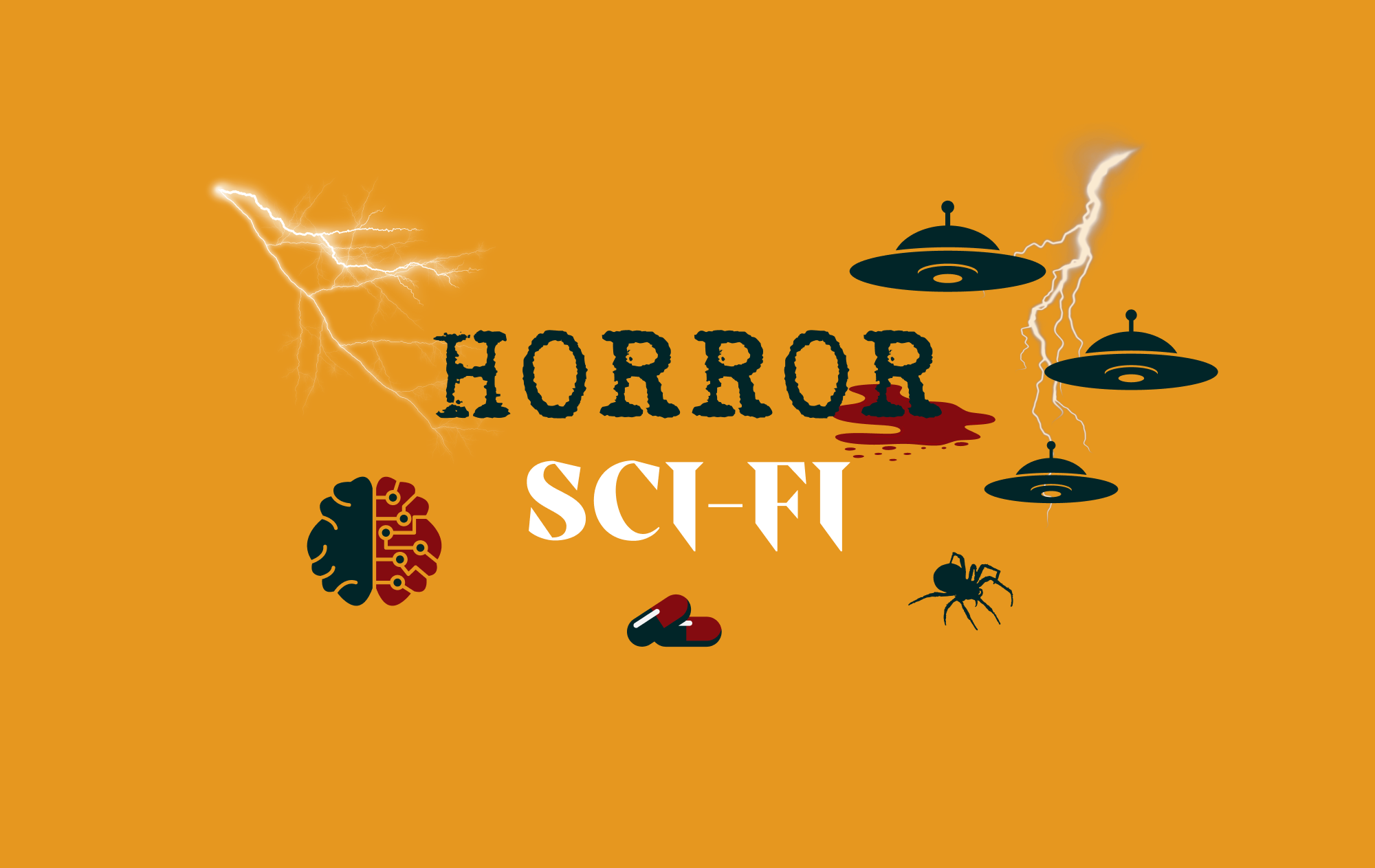 Graphic with Scary Sci-Fi theme