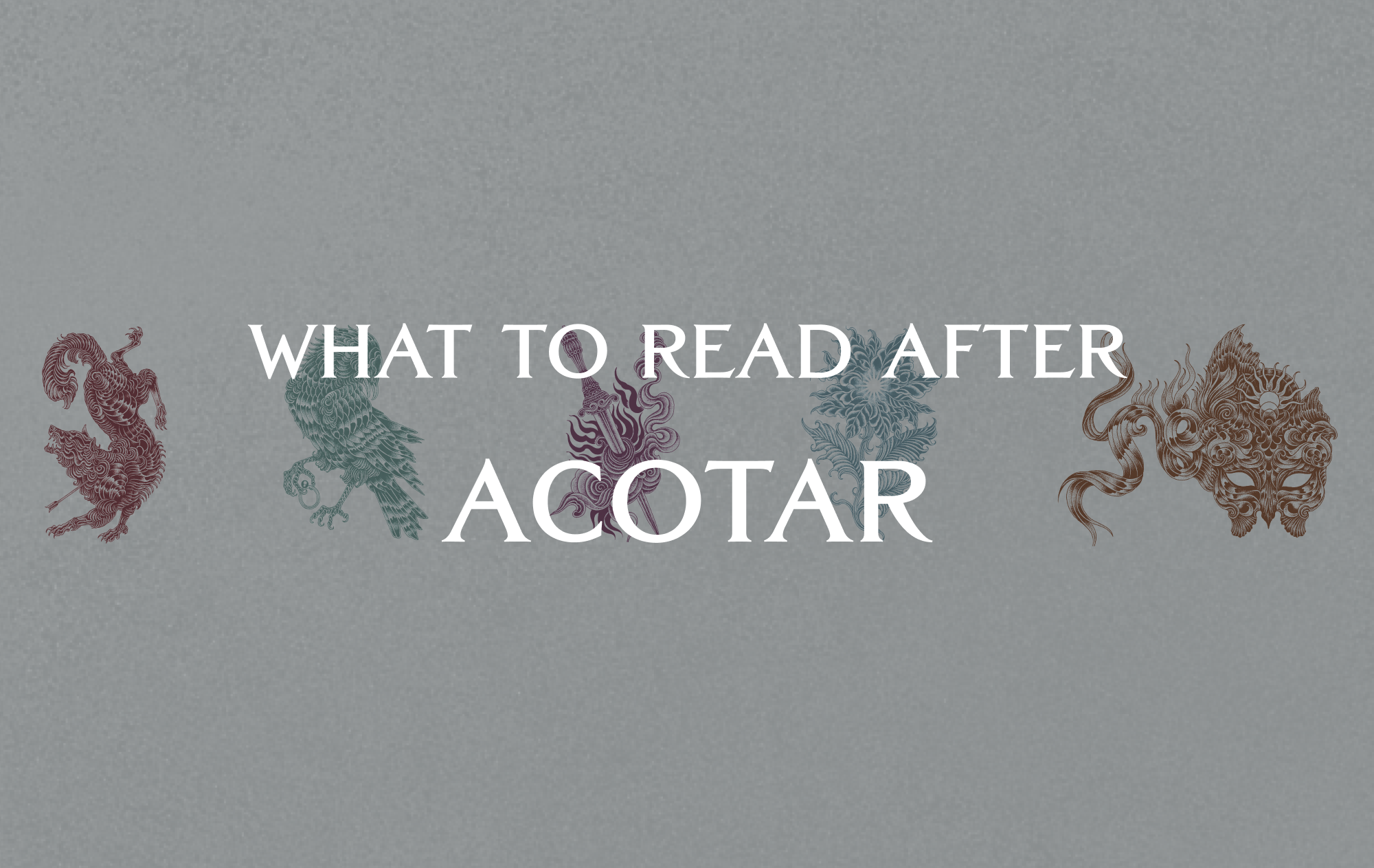 ACOTAR graphics on a grey background written in white What To Read After ACOTAR