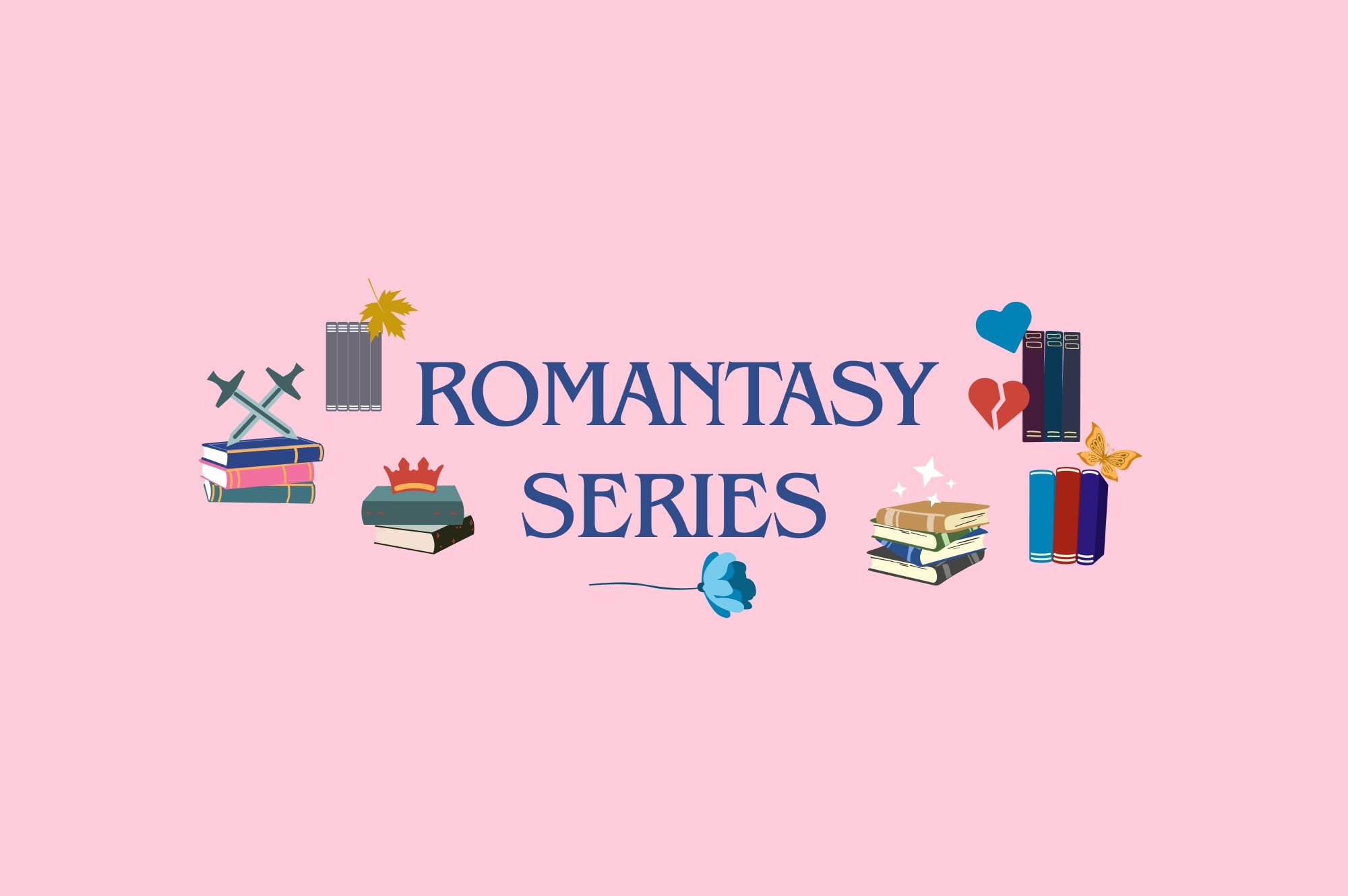 Graphic with romantasy books theme