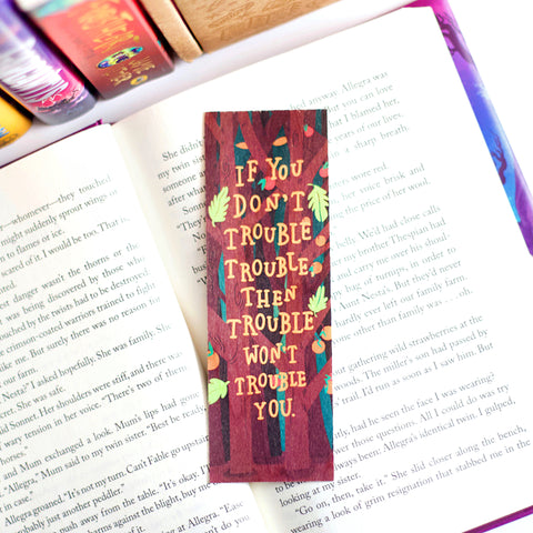 FALL in love woth books, Wood BOOKMARK